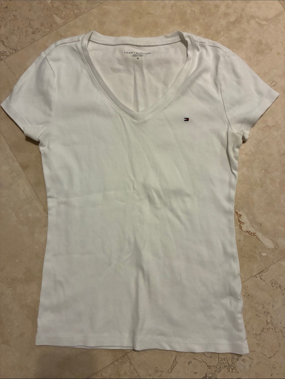 Tommy Hilfiger White V-Neck Short Sleeve Tee